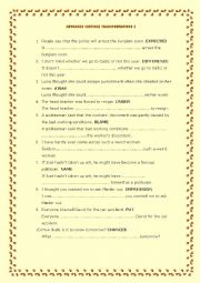 English Worksheet: SENTENCE TRANSFORMATION ADVANCED 3