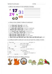 English Worksheet: REVISION EXERCISES for Ss aged 8-9