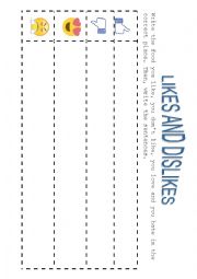 English Worksheet: Likes and dislikes