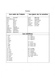 English Worksheet: review months-days - numbers