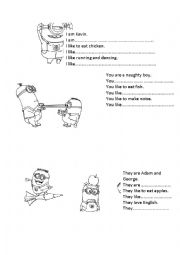 English Worksheet: Minion Pronoun