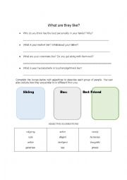 English Worksheet: What are they like?