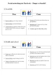 English Worksheet: Facebook pros and cons