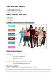English Worksheet: Charlie and the chocolate factory - ESL - Characters - Likes Dislikes