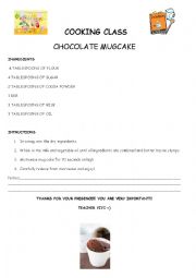 English Worksheet: Cooking Class - Chocolate Mugcake