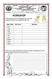 English Worksheet: Workshop