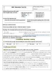 English Worksheet:  Test : listening comprehension and activities that revolve around Family relatioships