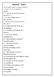 English Worksheet:  Reported  speech