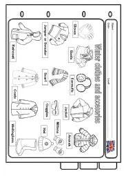 English Worksheet: Winter clothes vocabulary