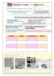 English Worksheet: News Headline