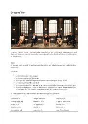 English Worksheet: Dragons Den Communicative Task