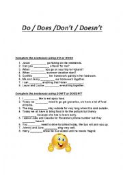 English Worksheet: Do/Does/Dont/Doesnt
