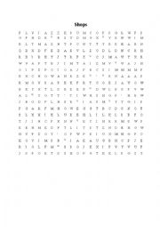 English Worksheet: Shops(wordsearch)
