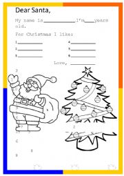 English Worksheet: Letter to Santa