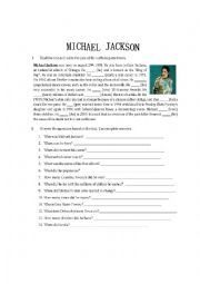 English Worksheet: Michael Jackson