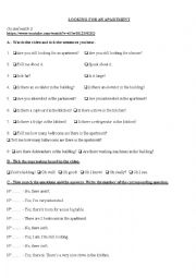 English Worksheet: LOOKING FOR AN APARTMENT