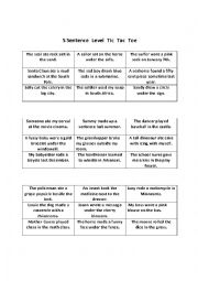 English Worksheet: S sound Tic Tac Toe