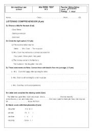 English Worksheet: tmid term tes