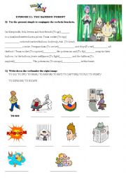 English Worksheet: POKEMON PRESENT SIMPLE ACTION VERBS