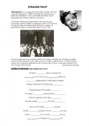 English Worksheet: STRANGE FRUIT