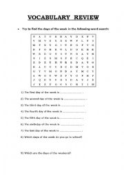 English Worksheet: REVIEW - Days of the week, months and emotions