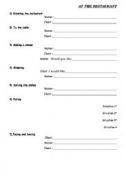 English Worksheet: make a dialogue At the restaurant