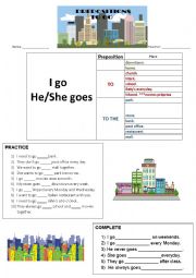 English Worksheet: The ver to go and prepositions: to, to the, none.