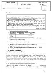 English Worksheet: END OF TERM TEST