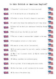 English Worksheet: Is this British or American English?