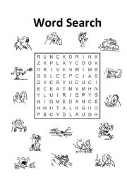 English Worksheet: Action Verbs - Word Search