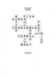 English Worksheet: Crossword about foods