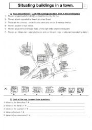 English Worksheet: SITUATING PLACES IN A TOWN