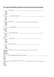 English Worksheet: Wh questions