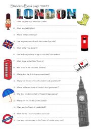 English Worksheet: London sights, questions
