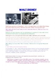 English Worksheet: Walt Disney Biography Lesson Plan