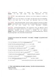 English Worksheet: TOO MUCH , TOO MANY , ENOUGH