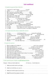 English Worksheet: The second conditional - exercises with answers