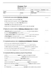 English Worksheet: Grammar Test