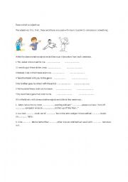 English Worksheet: demonstrative adjectives
