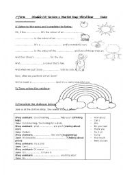 English Worksheet: 7th form Module III : Market Day third hour 