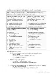 English Worksheet: Present simple vs present continuous - stative vs dynamic verbs