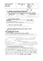 English Worksheet: End of Semester test 7th level