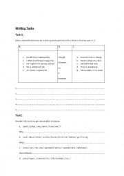 English Worksheet: writing activities