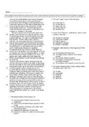 English Worksheet: MCQ COMPREHENSION