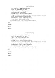 English Worksheet: word formation