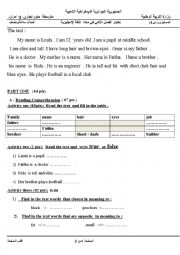 English Worksheet: describing  my family