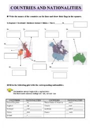 English Worksheet: Countries and Nationalities