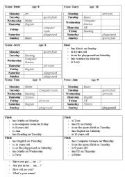 English Worksheet: School subjects and rooms