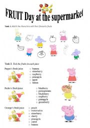 English Worksheet: Peppa pig Fruit Day at the supermarket