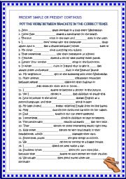 English Worksheet: Present simple or continuous: practice